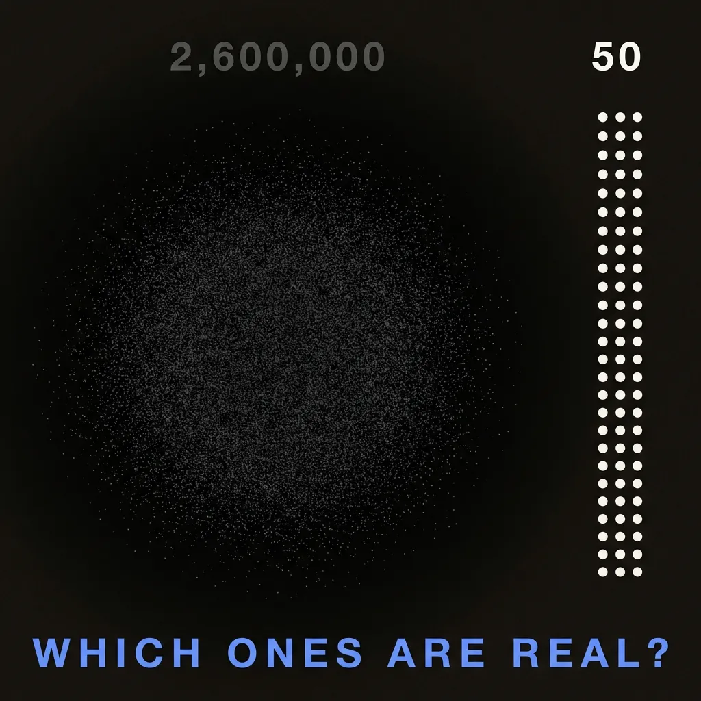 2.6 million registered. 50 indexed. Which ones are real?